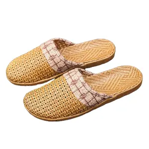 Wholesale Linen Anti-Slip Flax Indoor/Outdoor Slippers Summer Soft Scandals With Thick Outsoles For Men And Women
