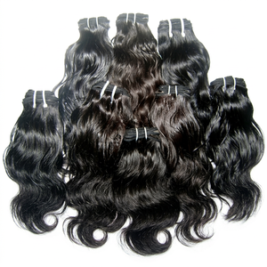 ผมแท้ธรรมชาติอินเดียแบบ Remy ไม่หลุดร่วง 100% น้ำหนัก 100 กรัม ทอแบบ Double Weft ด้วยเครื่องจักร การถักผมแบบบาซิลเลียนเวฟที่ดีที่สุด - Product Image 1