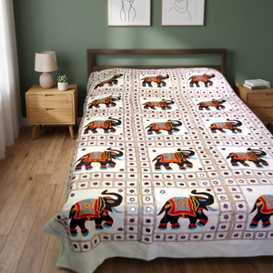 Couvre-lit indien fait à la main, beau motif de travail manuel ethnique, collection de meilleure qualité, coton à motifs brodés pour hôtels - Product Image 4