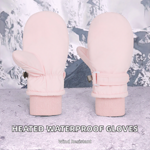 Gants de ski roses pour enfants, mitaines imperméables, antidérapantes, réglables, pour snowboard, sports de plein air, équipement de protection des mains chauds - Product Image 2