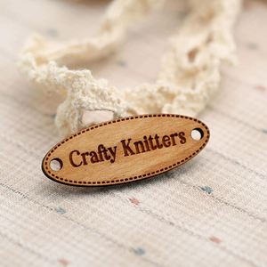 Custom Laser Engraved Ellipse <b>Wooden</b> Tags 15x40mm Waterproof Eco-Friendly Durable for Bags Shoes Clothing Keychain Portable Use - Product Image 1