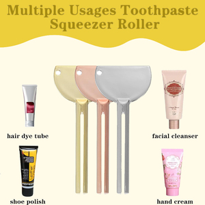 Presse-tube manuel en métal Rose Arge pour <span class=keywords><strong>nettoyant</strong></span> <span class=keywords><strong>visage</strong></span>, couleur plaqué or et argent, support de dentifrice et presse-crème pour salle de bain - Product Image 3