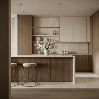KOJOON Armoire de rangement de cuisine sur mesure pour projet d'appartement australien, ensemble îlot de cuisine, cuisines intégrées modulaires pour maisons préfabriquées