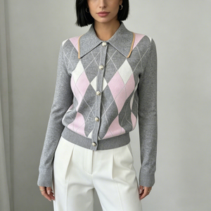 Cardigan en <span class=keywords><strong>laine</strong></span>/cachemire pour femme, hiver, gris <span class=keywords><strong>rose</strong></span>, col rabattu, bouton unique, manches longues, style business décontracté, école, quotidien - Product Image 1
