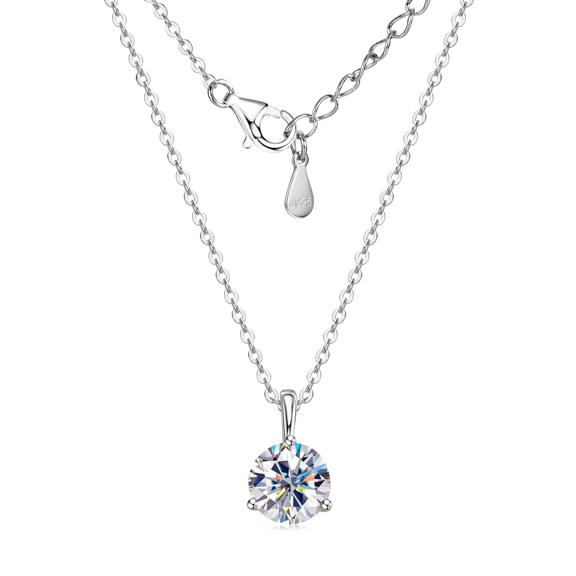 1.5Carat three-claw single stone necklace[KPlatinum]