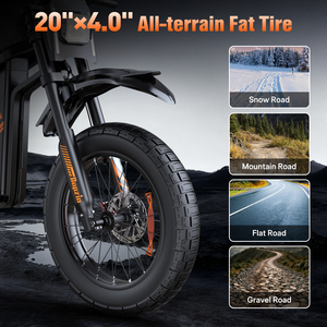 Bicicleta Eléctrica de Montaña con Llantas Gruesas de 20 Pulgadas, 60v 35ah, Frenos de Disco Hidráulicos, Bicicleta Eléctrica Stealth Bomber con Alarma Antirrobo - Product Image 6