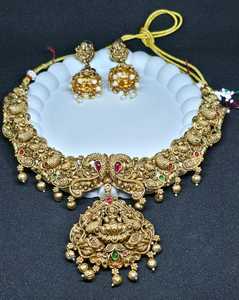 Ensemble de colliers choker de luxe Mint Gan Kundan, digne d'un bijou de mariée traditionnel Statermont & Masing Fikka. - Product Image 1
