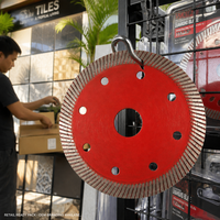 Disque diamanté turbo super fin OEM avec trous de refroidissement pour la découpe de carreaux de porcelaine, lame pour utilisation à sec et à l'eau, lot