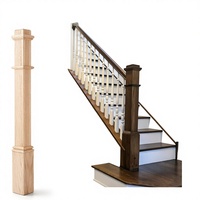 Poteau d'escalier carré en bois massif moderne pour la rénovation des escaliers