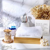 Plateau de salle de bain en bambou, plateau de coiffeuse, porte-serviettes en bambou, plateau de rangement, plateau décoratif de cuisine 9,8 x 5,5 pouces