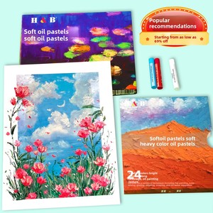 Ensemble de 24 pastels à l'huile extra doux et très pigmentés, crayons aux couleurs vibrantes et riches, fournitures d'art pour la peinture avec logo personnalisé, vente en gros - Product Image 1