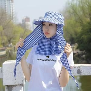 Sombrero para recolección de té con velo para el cuello, sombrero tipo pescador a cuadros, protección solar para trabajo al aire libre y ciclismo, para hombres y mujeres - Product Image 4
