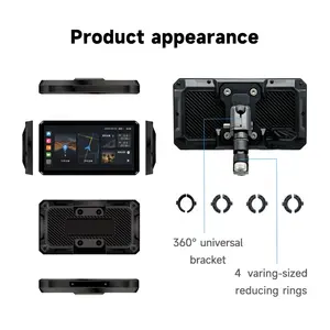 Alienrider M12 Pro Motorfiets Carplay Navigatie Dash Cam Met 6 Inch Touchscreen Dual Opname Bsd 77G Millimeter Wave Radar