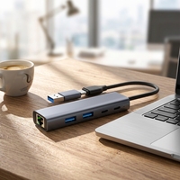 Hub USB-C 4-en-1 3.0 avec 4 ports USB-A, adaptateur multiport en alliage d'aluminium, transfert de données 5 Gbps, station d'accueil pour ordinateur portable en stock