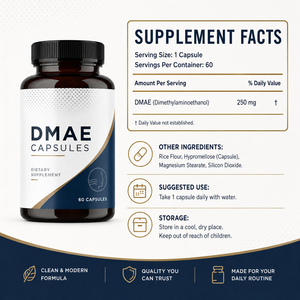 Gran oferta de cápsulas de <span class=keywords><strong>Dmae</strong></span> 3% <span class=keywords><strong>Dmae</strong></span> vegetarianas sin gluten sin OMG para apoyar la producción de neurotransmisores que mejoran la función cerebral - Product Image 2