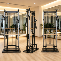 Tour de Pilates spirale noire de luxe avec barres en bois et poulies pour studio de yoga commercial et centre de réadaptation