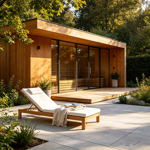Sauna extérieur en <span class=keywords><strong>bois</strong></span> résistant <span class=keywords><strong>à</strong></span> la moisissure pour 4 personnes avec porte verrouillable et <span class=keywords><strong>protection</strong></span> UV, fabriqué en Allemagne - Product Image 2