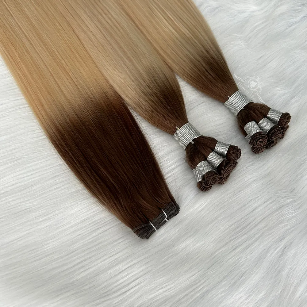 Wholesale Hand Tied Russian Hair Extensions Genius Weft Capelli Umani 100G Virgin Genius Remy Wefts