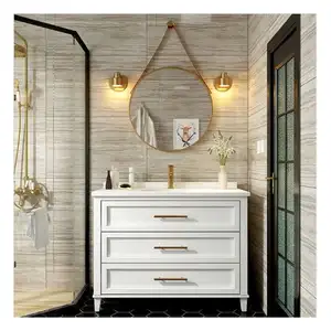 Ý Hiện Đại Mộc Mạc Rắn Gỗ Chậu Rửa Đôi Vanities Phòng Tắm Phòng Tắm Đồ Nội Thất