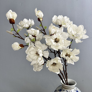 Bouquet de fleurs de magnolia pour la <span class=keywords><strong>d</strong></span>écoration de bureau et de jardin, fleurs artificielles en plastique personnalisables, <span class=keywords><strong>d</strong></span>écoration de la maison, plantes artificielles - Product Image 3