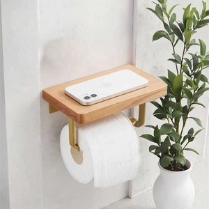 <span class=keywords><strong>Legno</strong></span> naturale porta <span class=keywords><strong>carta</strong></span> <span class=keywords><strong>igienica</strong></span> porta <span class=keywords><strong>carta</strong></span> <span class=keywords><strong>legno</strong></span> con mensola bagno accessori mensola di stoccaggio con porta telefono - Product Image 5
