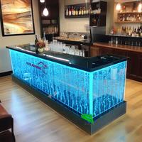 Meubles de bar personnalisés en usine fontaine dansante à lumière LED bulle d'eau panneau mural comptoir de bar en acrylique armoire à vendre