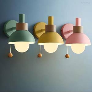 Lámpara de Pared Moderna y Sencilla de Hierro Color Macaron con Fuente de Luz LED para Decoración de Sala de Estar u Hotel, con Interruptor Regulable - Product Image 2