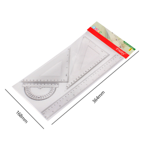 Plastic Clear Transparent Ruler Math <strong>Set</strong> Ruler Geometry Math Ruler Measuring Tool - Product Image 2