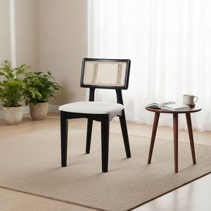Elegant Wooden <b>Chair</b> with Cane <b>Back</b> and Soft Seat - Product Image 5