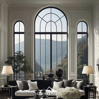 Ventanas de hierro forjado minimalistas de lujo con marco negro fino y estilo de vidrio moderno