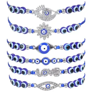 Offres Spéciales chanceux créatif Blue Eye Zircon Bracelet réglable perlé scintillant Devil Eye Bracelet à ma fille