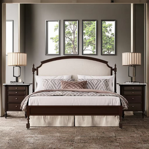 Cama Queen de tablero multicapa de madera maciza de nogal sudamericano de lujo con tapicería de cuero Napa estilo suave para dormitorio - Product Image 3