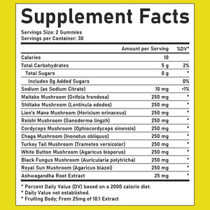 OEM ODM Flavored Mushroom Complex Gummies Vitality Mental Clarity <b>Supplements</b> Cognitive Adults Dosage form Gummies - Product Image 2