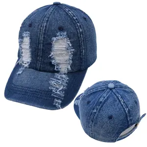2024 Spring And Summer Blank Denim Sport Hat 2 Types Vintage Distressed 6 Panel Baseball Cap