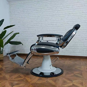 Fauteuil de Barbier Hydraulique en Cuir PU Noir avec Appuie-tête et Repose-pieds Réglables, Siège Inclinable pour Salon de Coiffure - Product Image 3