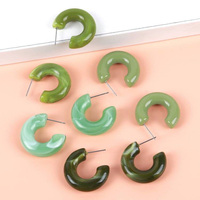 Boucles d'Oreilles Cercle en Acrylique de Super Qualité 4 Paires/Ensemble, Mode Résine Agate Transparente CC, Breloques Ambre Vert Herbe Marine pour Femmes