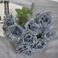 9-Köpfiger Blumenstrauß aus Seidenrosen, Handgefertigte Realistische Kunstblumen im Modernen Stil, Langlebig, aus China, für Muttertag, Weihnachten, Ostern