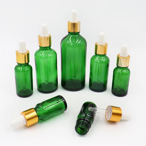 Venta al por mayor de botellas de vidrio verde de 30ml, 50ml, 100ml con gotero para suero, botellas para aceites, botellas con pipeta para aceites esenciales. - Product Image 1
