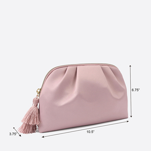 Excellent Design ODM/OEM Luxury Zipper <b>Travel</b> Satin Makeup <b>Bag</b> 100% Recycled Tassel <b>Cosmetic</b> <b>Bag</b> Eco-Friendly - Product Image 2