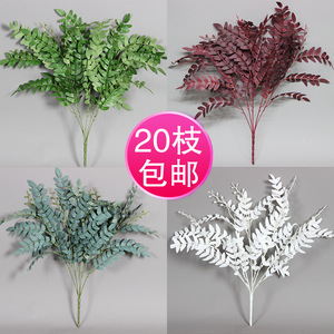 ใบต้นกระสาปลอม ดอกไม้ไหม สีเขียว สีแดง สีขาว สีเขียวอมเทา ตกแต่งงานแต่งงาน กิ่งเดี่ยว 20 ชิ้น จัดส่งฟรี - Product Image 1