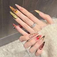 Nouvel Arrivage Faux Ongles en Acrylique Effet Écaille de Tortue à Coller Couverture Complète Design Personnalisé Disponible