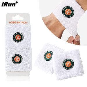 IRun logotipo bordado personalizado algodón suave tenis deportes seguridad pulseras elástico gimnasio Fitness transpirable banda para el sudor - Product Image 1