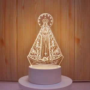 Lampe d'illusion 3D Notre-Dame, <span class=keywords><strong>veilleuse</strong></span> holographique, lumières LED chaudes, meilleur cadeau d'anniversaire, de fête des Mères chrétienne pour femmes religieuses et mamans - Product Image 2