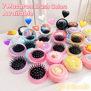 Peigne pliable mignon avec coussin d'air et motif petite fée, miroir de maquillage portable et masseur de tête pour le voyage - Product Image 2