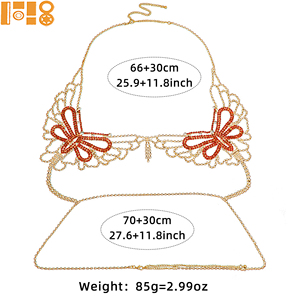 Chaîne de corps sexy rouge papillon super brillante en strass, tendance européenne et américaine, chaîne de soutien-gorge de plage africaine, chaîne de <span class=keywords><strong>bar</strong></span>, fête - Product Image 2