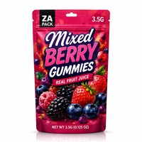 Sachets Mylar pour Bonbons Gélifiés aux Fruits Mixtes ZA Pack 3,5g – Pochette Personnalisée à Fermeture Éclair pour Emballage de Bonbons aux Fruits