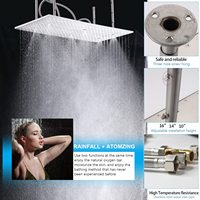 Système de douche thermostatique effet pluie en nickel brossé, corps en laiton céramique, jets doux, douchette à main et pluie supérieure pour hôtels et villas