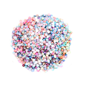 ลูกปัดพลาสติกครึ่งวงกลมสีสันสดใสแบบมีฐานเรียบสำหรับตกแต่งเล็บ DIY และเคสโทรศัพท์ - Product Image 5