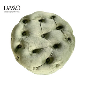 Latest Comfortable Leisure Velvet Round Stool <strong>Pouffe</strong> Ottoman Footstool Chair - Product Image 1