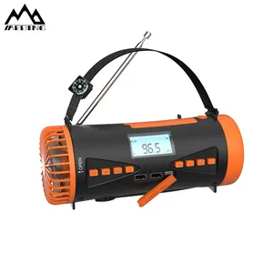 MEDING – Radio Portable à manivelle d'urgence Am Fm Noaa, Radio météo solaire avec lampe de poche Led et ventilateur